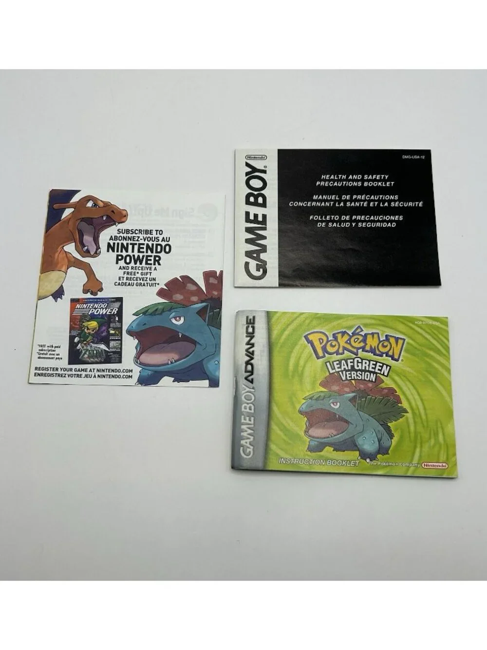 Pokemon LeafGreen (Nintendo Gameboy Advance, 2004) GBA Authentic Box Manuals Vtg